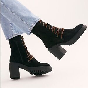 Free People Black Lace Up Boots